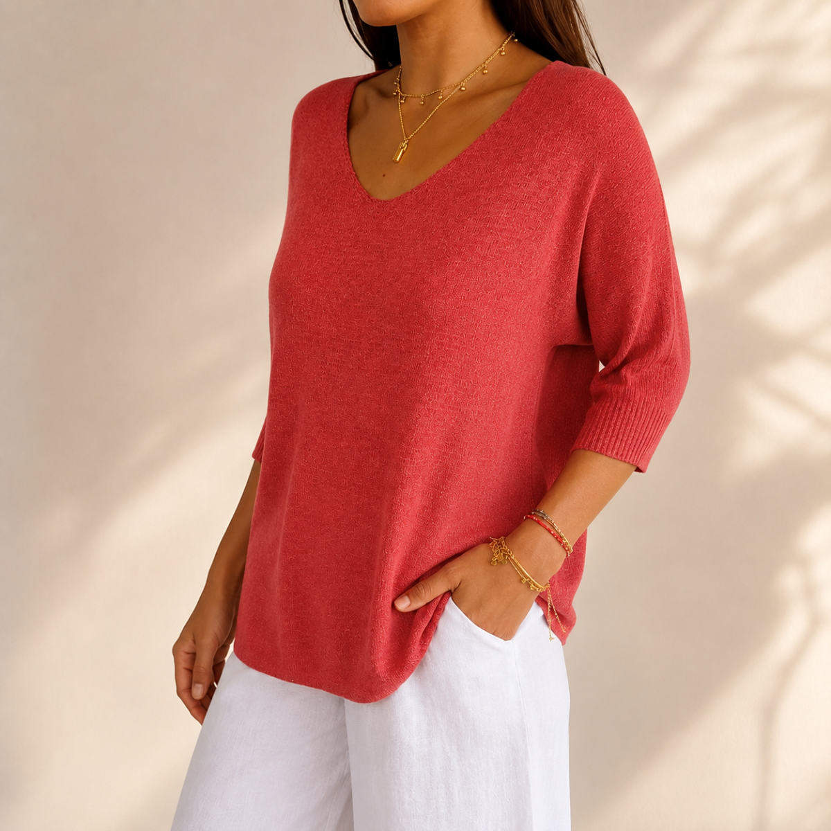 Kit 3 Blusas Luna® em Malha Leve – Decote V